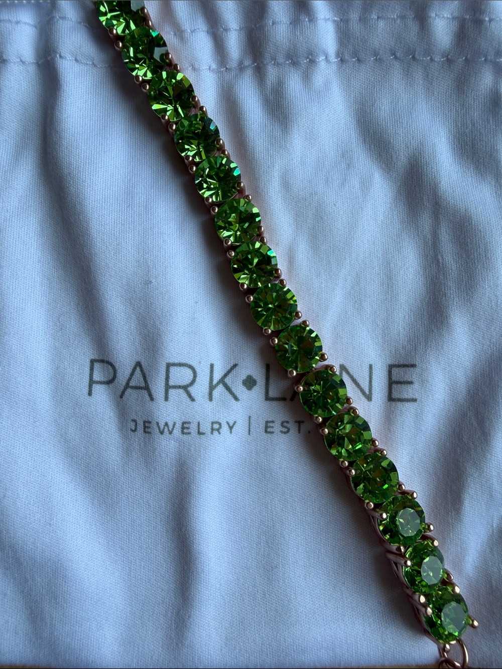 Park Lane Vivid Green Crystal Link Bracelet